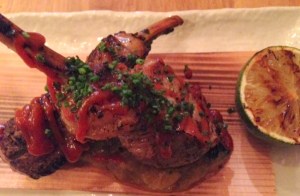 Tea Smoked Lamb Chops with Smoky Nasu and Spicy Korean Miso